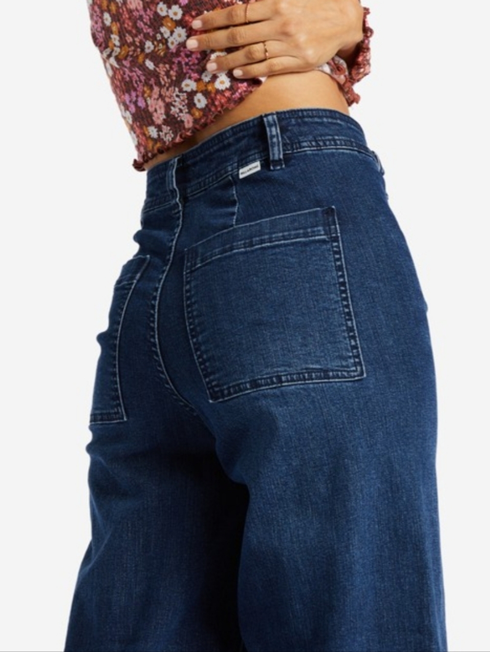 Billabong Free Fall High Rise Wide Leg Cropped Jeans Indigo Blue Size 26 - Picture 9 of 12